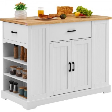 Kitchen Island Cart Storage Cabinet Serving Cart with Drawer & Shelves