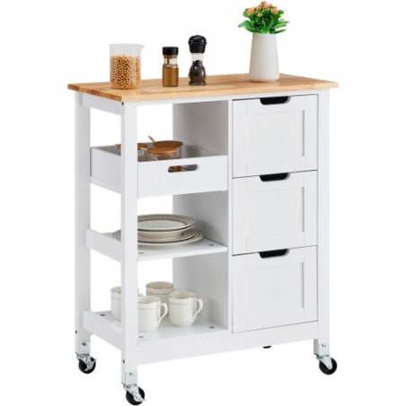 Kitchen Island Cart Rolling Storage Cabinet på hjul med skuffe og hylder