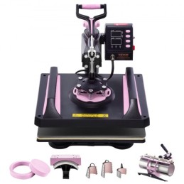 8 I 1 Heat Press Machine 12x15 i 30 oz tumbler Press T-shirts Black+Pink