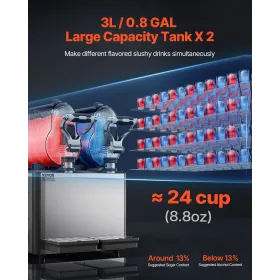 3Lx2 Tank Commercial Slushy Machine Margarita Smoothie Frozen Drink Maker