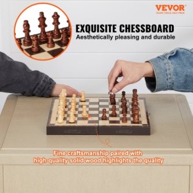 Magnetic Wooden Chess Set, 12 Inch Chess Game Set, 2 Extra Queens Beginner Chess Set, Folding Chess Board Games with Chess