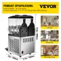 Commercial Slushy Machine, 15Lx2 Double Tank Frozen Drink Machine, 120 Cups Stainless Steel Margarita Smoothie Frozen Drink Make
