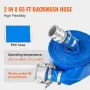 Suction Hose Kit for Water Pump, with 51 mm(2 in) x 19.8 m(65 ft) Blue Backwash Hose, 6.1 m(20 ft) Green Suction Hose, and Steel