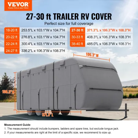 Trailer Travel RV-dækning 27-30 ft klasse A Camper Cover