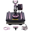 5 in 1 Heat Press Machine 12x15 in 30oz Tumbler Press T-Shirts Black+Pink