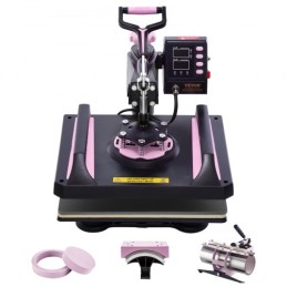 5 I 1 Heat Press Machine 12x15 i 30 oz tumbler Press T-shirts Black+Pink