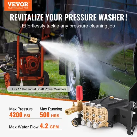 Højtryksrenserpumpe 1" aksel Vandret triplex stempel 4200 PSI
