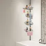 Shower Corner Caddy Tension Pole, 42" to 114" High, Multi-Functional Shower Tension Pole with Strong Load-Bearing Tray, Rust-Pro