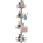 Shower Corner Caddy Tension Pole, 42" to 114" High, Multi-Functional Shower Tension Pole with Strong Load-Bearing Tray, Rust-Pro