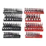 Socket Organizer Set, 8PCS High-Rod Socket Holder, 1/4'', 3/8'' & 1/2'' Metric SAE Socket Trays with Clear Labels, Hold up to 17