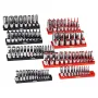 Socket Organizer Set, 8PCS High-Rod Socket Holder, 1/4'', 3/8'' & 1/2'' Metric SAE Socket Trays with Clear Labels, Hold up to 17