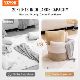 Cotton Rope Storage Basket 67L Woven Blanket Basket 20 x 20 x 13 in