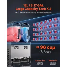 12Lx2 Tank Commercial Slushy Machine Margarita Smoothie Frozen Drink Maker