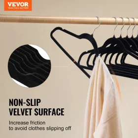 Velvet Hangers 50 Pack Black Non-Slip Hangers with 360 Degree Swivel Hook