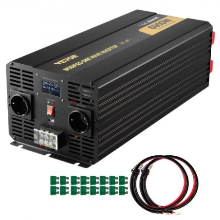 Power Inverter Modified Sine Wave Inverter 6000W DC 12V til AC 230V LCD