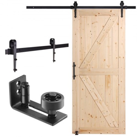 Staldør og hardware -kit 36 ​​"X 84" Wood Sliding Barn Door Kit glat