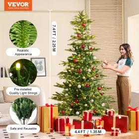 Juletræ 7.5ft Prelit kunstigt træ med 700 hvide LED'er 1319 tip