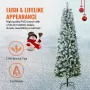 Christmas Tree, 6.5ft Prelit Flocked Artificial Tree, Full Holiday Xmas Tree with 250 White LED Lights, 814 Branch Tips, Metal B