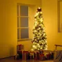 Christmas Tree, 6.5ft Prelit Flocked Artificial Tree, Full Holiday Xmas Tree with 250 White LED Lights, 814 Branch Tips, Metal B