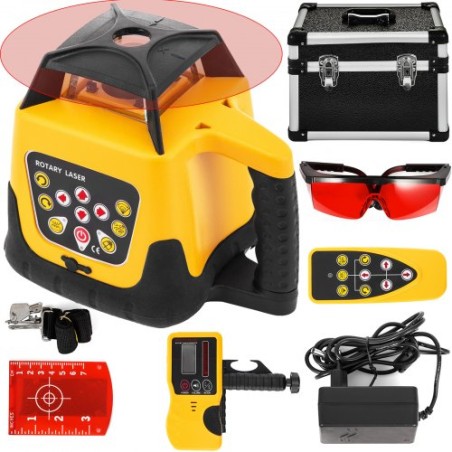 Rotary Laser Level Kit Red Beam Digital selvniveau Rotary Laser Kit 500m rækkevidde med fjernbetjening og modtager