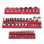 Magnetic Socket Organizer Set, 3PCS Magnetic Socket Holder, 1/4'', 3/8'' & 1/2'' SAE Socket Trays with Clear Labels, Hold up to 