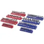 Magnetic Socket Organizer Set, 8PCS Socket Holder, 1/4'', 3/8'' & 1/2'' Metric SAE Socket Trays with Clear Labels, Hold up to 19