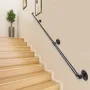 Pipe Stair Handrail, 274.3 cm Staircase Handrail, 199.6 kg Load Capacity Carbon Steel Pipe Handrail, Industrial Pipe Handrail wi