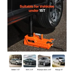 Electric Car Jack, 15 Tons /33000 lbs, Adjustable Hydraulic Jack Lift with High Load Capacity, 12V Dual-Powered Tire Change Repl