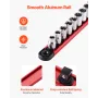 Socket Organizer Rail Set, 3PCS Metric & SAE Aluminum Socket Organizers, 1/4'', 3/8'' & 1/2'' Heavy-Duty Socket Holder with 360°