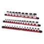 Socket Organizer Rail Set, 3PCS Metric & SAE Aluminum Socket Organizers, 1/4'', 3/8'' & 1/2'' Heavy-Duty Socket Holder with 360°