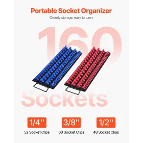 LE Socket Organizer Set 2pcs 160 klip stålstokstik bakke metrisk/SAE
