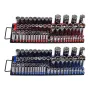 Portable Socket Organizer Tray, 2PCS Metric & SAE Socket Organizer Set Hold up to 160 Sockets, 1/4", 3/8" and 1/2" Heavy-Duty So