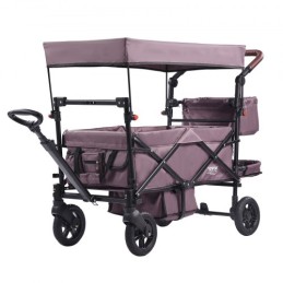Wagon Stroller Push Pull Quad Collapsible for 2 Kids w/ Canopy Dark Purple