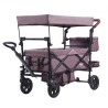 Wagon Stroller Push Pull Quad Collapsible for 2 Kids w/ Canopy Dark Purple