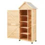 Outdoor Storage Shed, Large Wooden Outside Storage Shed, Garden Tool Shed with Shelves, Lock, and Floor, Waterproof Storage Hous