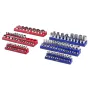 Magnetic Socket Organizer Set, 6PCS Socket Holder, 1/4'', 3/8'' & 1/2'' Metric SAE Socket Trays with Clear Labels, Hold up to 14