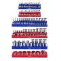 Magnetic Socket Organizer Set, 6PCS Socket Holder, 1/4'', 3/8'' & 1/2'' Metric SAE Socket Trays with Clear Labels, Hold up to 14