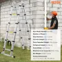 Teleskopforlængelsesstige 12.5ft A-form m/ stabilisatorstang