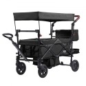 Wagon Stroller Push Pull Quad Collapsible for 2 Kids w/ Canopy Black