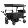Wagon Stroller Push Pull Quad Collapsible for 2 Kids w/ Canopy Black
