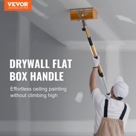 Drywall Flat Box Handle, 40''-64'', Anodized Aluminum Flat Finishing Extension Handle, 5-Section Length Adjustable, Non-slip