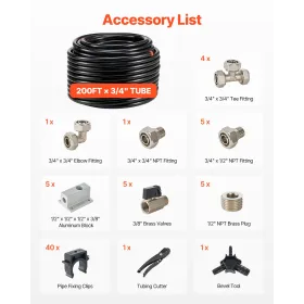 Air Compressor Line Kit 3/4'' x 200FT PU Air Compressor Line System Black