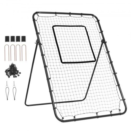 Baseball og softball rebounder net 4x6 ft pitchback justerbare vinkler