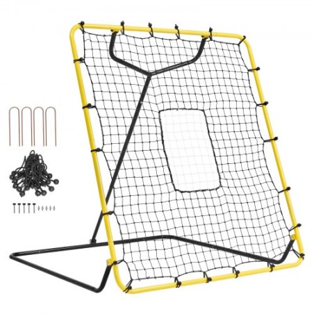 Baseball And Softball Rebounder Net 4x4.5 Ft PitchBack Adjustable Angles