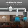 4 to 4.5 inch Radon Fan Installation Kit, Quiet 260CFM Radon Mitigation Fan System Kit with 2 Couplers, Pressure Indicator, Wate