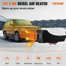 8KW Diesel Air Heater Parking Heater,  12V Diesel Fuel Heater with LCD Switch Remote Control for Car RV Boats Bus Caravan and