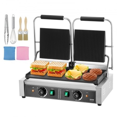 Commercial Panini Press Grill Electric Sandwich Maker Plate 485x230mm