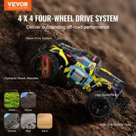 Remote Control Car, 1:18 Scale RC Car for Kids, All Terrain 4WD Off-Road Truck with 45° Wheelie & Adjustable Speed, 45 km/h High