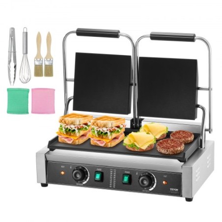 Commercial Panini Press Grill Electric Sandwich Maker Plate Flat