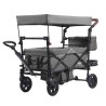 Wagon Stroller Push Pull Quad Collapsible for 2 Kids w/ Canopy Dark Grey